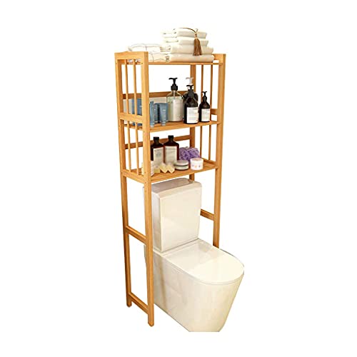 3 Tier Bamboo Over-The-Toilet Rack, Freestanding Washing Machine Organizer Stand, Space Saver Easy to Assemble Bathroom Shelf,for Kitchen,Laundry Room