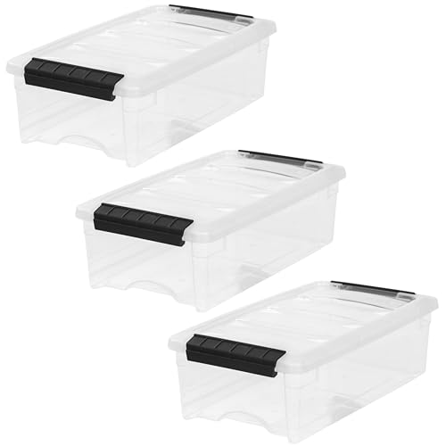 IRIS USA Stackable Plastic Storage Bins with Lids, Made in USA - Organizing Solution, Latches, Durable Nestable Containers, Secure Pull Handle