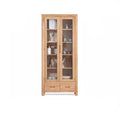 XUNTING Book Shelf for Bedroom Solid Wood Bookcase Nordic Simple Oak Study Room with Glass Door Bookshelf Combination Storage Rack Display Cabinet Home Storage