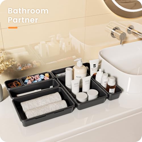 【Military Grade】A-LuGei Drawer Organizer,【𝟱𝗦𝗶𝘇𝗲】Makeup organizer,【Holds 177 Items】Bathroom Organizers and Storage,Organization and Storage,Desk Drawer Organizer for Vanity