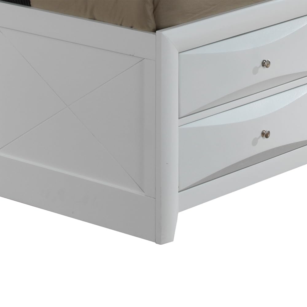 Geelife Contemporary Queen Storage Bed with Under-Bed Storage, White