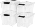 IRIS USA Stackable Plastic Storage Bins with Lids, Made in USA - Organizing Solution, Latches, Durable Nestable Containers, Secure Pull Handle