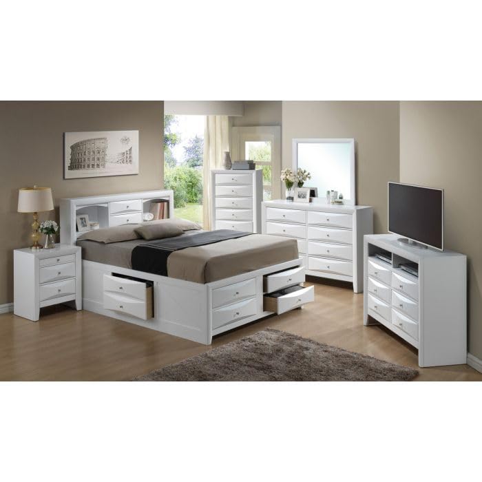 Geelife Contemporary Queen Storage Bed with Under-Bed Storage, White