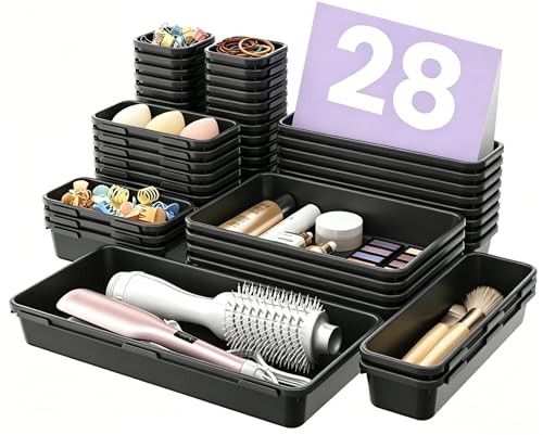 【Military Grade】A-LuGei Drawer Organizer,【𝟱𝗦𝗶𝘇𝗲】Makeup organizer,【Holds 177 Items】Bathroom Organizers and Storage,Organization and Storage,Desk Drawer Organizer for Vanity
