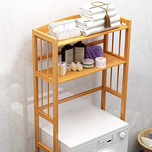 3 Tier Bamboo Over-The-Toilet Rack, Freestanding Washing Machine Organizer Stand, Space Saver Easy to Assemble Bathroom Shelf,for Kitchen,Laundry Room