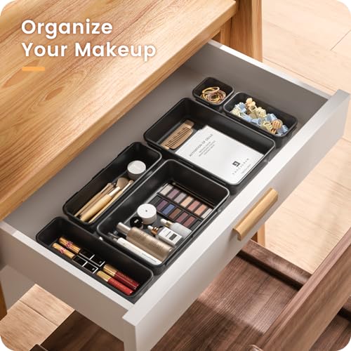 【Military Grade】A-LuGei Drawer Organizer,【𝟱𝗦𝗶𝘇𝗲】Makeup organizer,【Holds 177 Items】Bathroom Organizers and Storage,Organization and Storage,Desk Drawer Organizer for Vanity