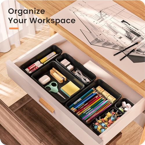 【Military Grade】A-LuGei Drawer Organizer,【𝟱𝗦𝗶𝘇𝗲】Makeup organizer,【Holds 177 Items】Bathroom Organizers and Storage,Organization and Storage,Desk Drawer Organizer for Vanity