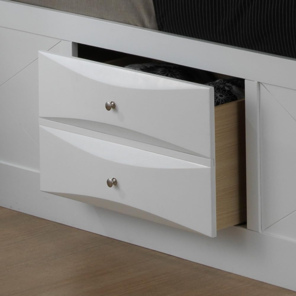 Geelife Contemporary Queen Storage Bed with Under-Bed Storage, White