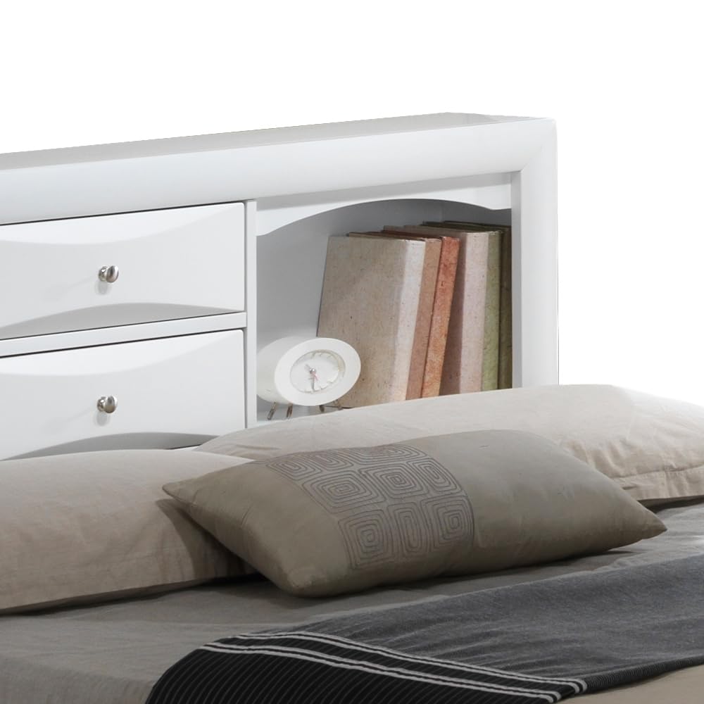 Geelife Contemporary Queen Storage Bed with Under-Bed Storage, White