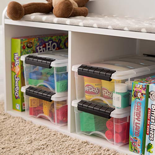 IRIS USA Stackable Plastic Storage Bins with Lids, Made in USA - Organizing Solution, Latches, Durable Nestable Containers, Secure Pull Handle