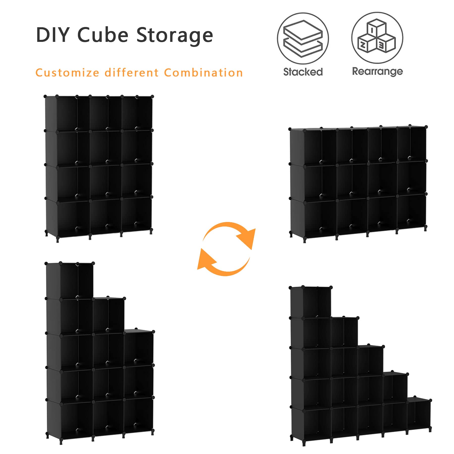 AWTATOS Cube Storage Organizer, Plastic Cube Shelf Organizer, DIY Closet Organizers Storage Shelves
