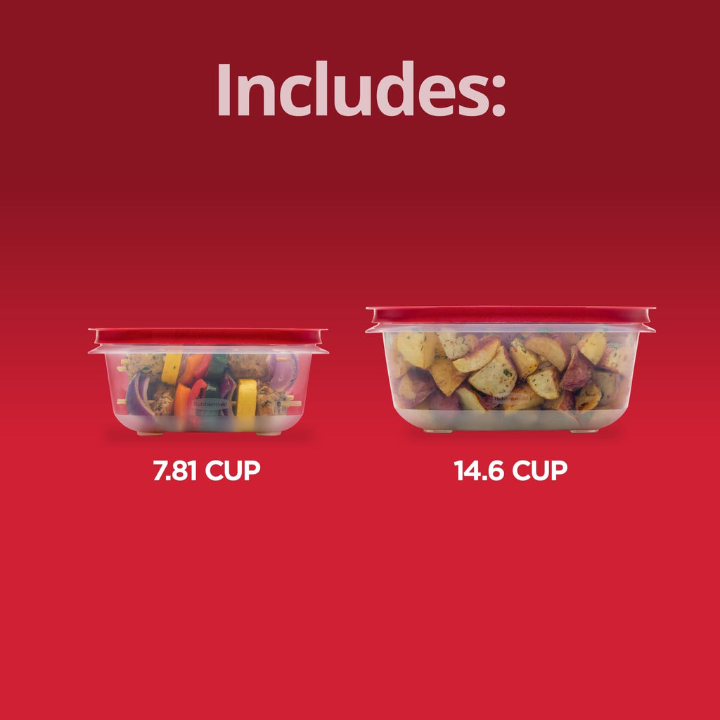 Rubbermaid EasyStore Rectangle and Square Containers, 22-Piece Set, Food Storage Containers with Lids