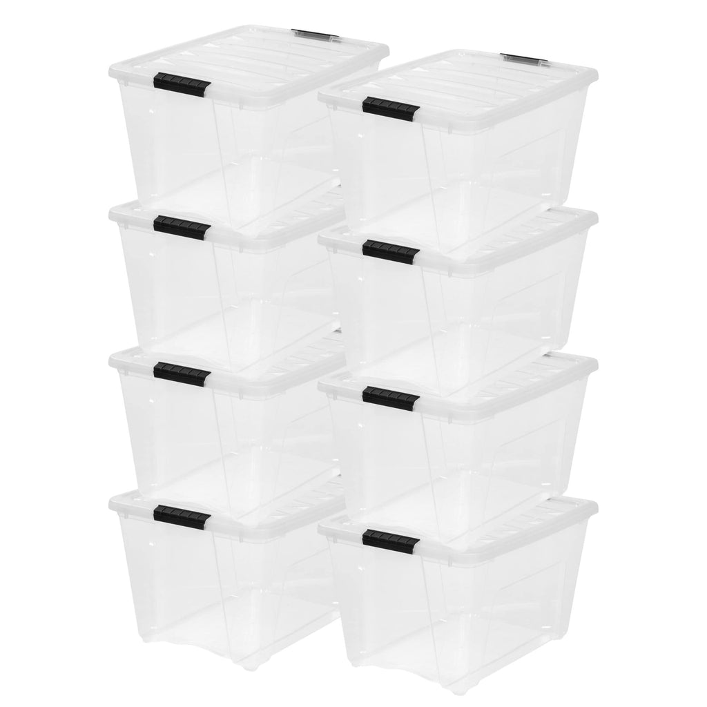IRIS USA Stackable Plastic Storage Bins with Lids, Made in USA - Organizing Solution, Latches, Durable Nestable Containers, Secure Pull Handle