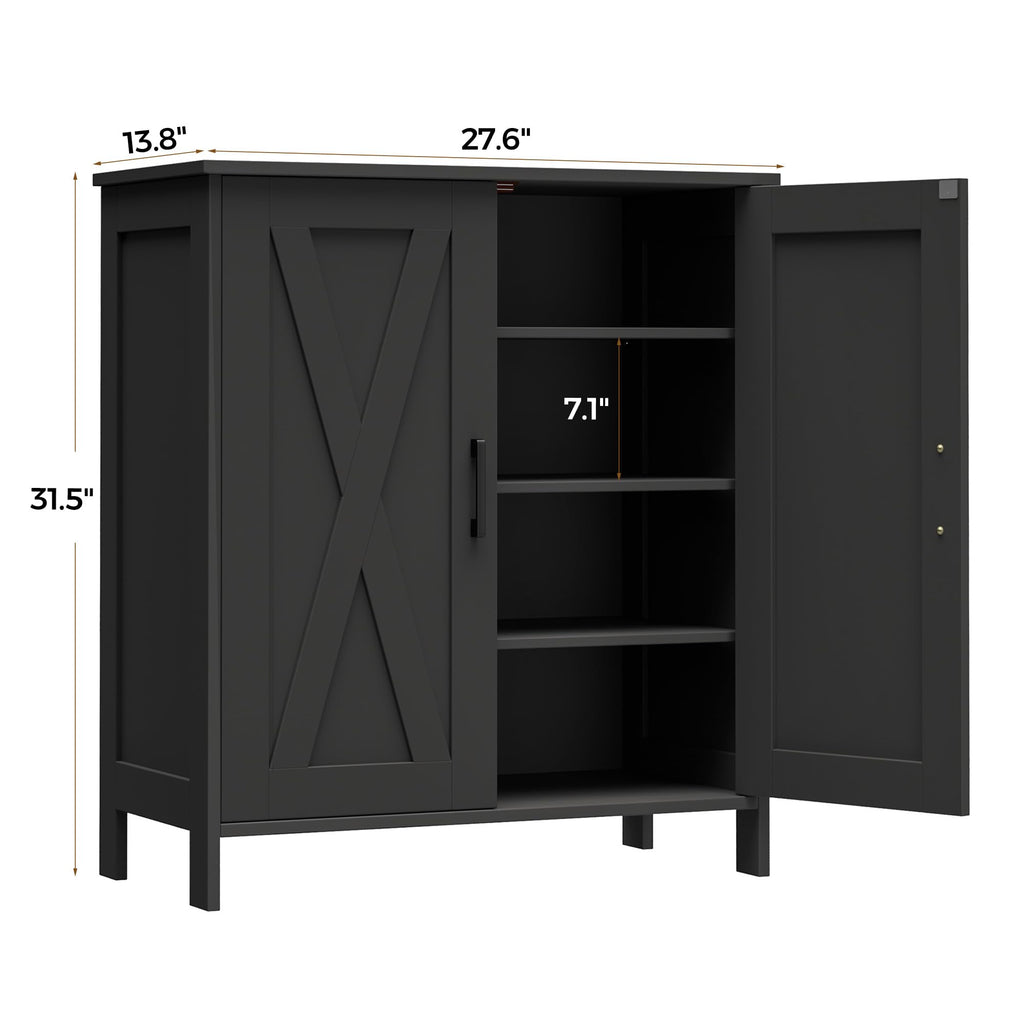 Homleke Farmhouse Shoe Cabinet with 2 Barn Doors & Wood Legs, 5-Tier Shoe Storage Cabinet with 3 Adjustable Shelves, Tall Shoe Rack Organizer for Closet, Shoe Organizer for Entryway, Hallway
