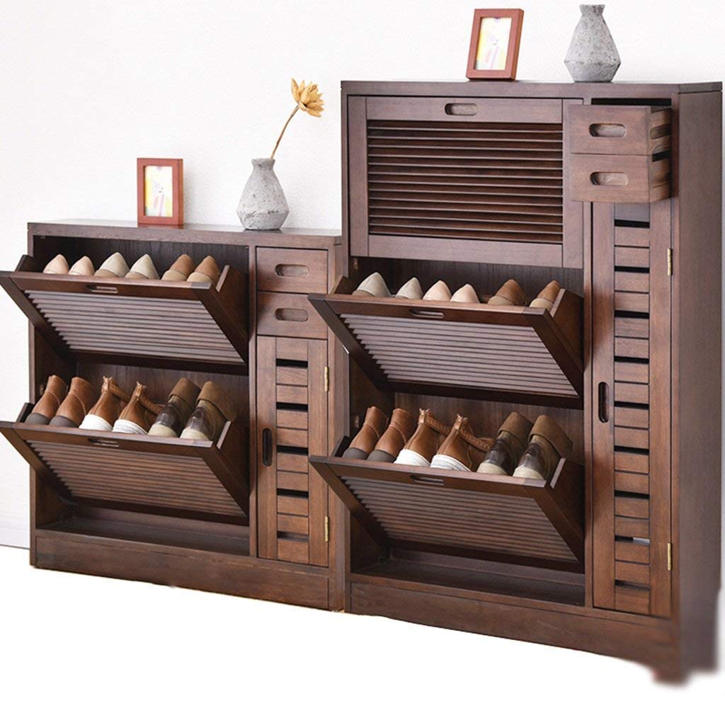 EAGLCQA Shoe Racks Solid Wood Storage Shoe Rack Simple Modern Hall Cabinet Entrance Cabinet Shoe Cabinet Breathable Shoebox (Color : Walnut Color Size : 2 Layers) Size:2 Layers Colour:Wood Color