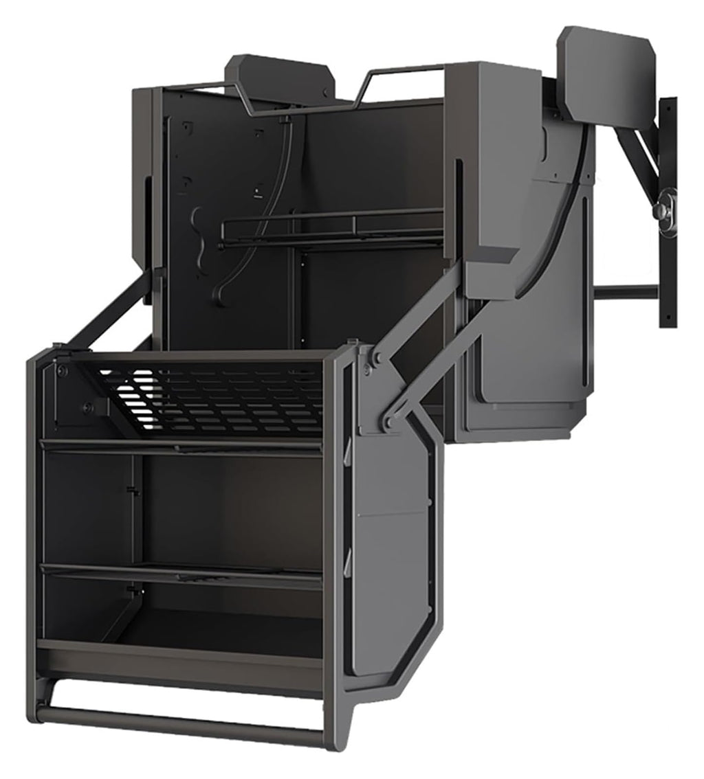 2-Tier Pull Down Kitchen Shelf Organizer, Heavy-Duty Dish Rack for Upper Cabinets, 20kg Capacity, Space-Saving Storage Solution for Home Bar & Pantry (46.2x48.5x48.7cm)