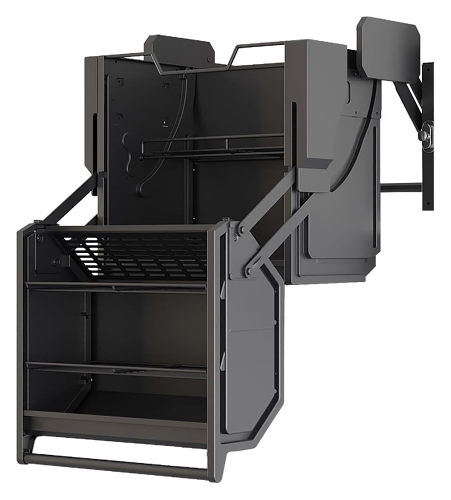 2-Tier Pull Down Kitchen Shelf Organizer, Heavy-Duty Dish Rack for Upper Cabinets, 20kg Capacity, Space-Saving Storage Solution for Home Bar & Pantry (46.2x48.5x48.7cm)