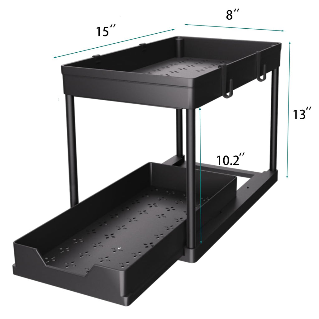 DEKAVA Under Sink Organizer 2 Pack，Bathroom Cabinet Organizer，2 Tier Sliding Cabinet Basket Organizer Drawer, Multi-Purpose Bath Collection Baskets for Bathroom