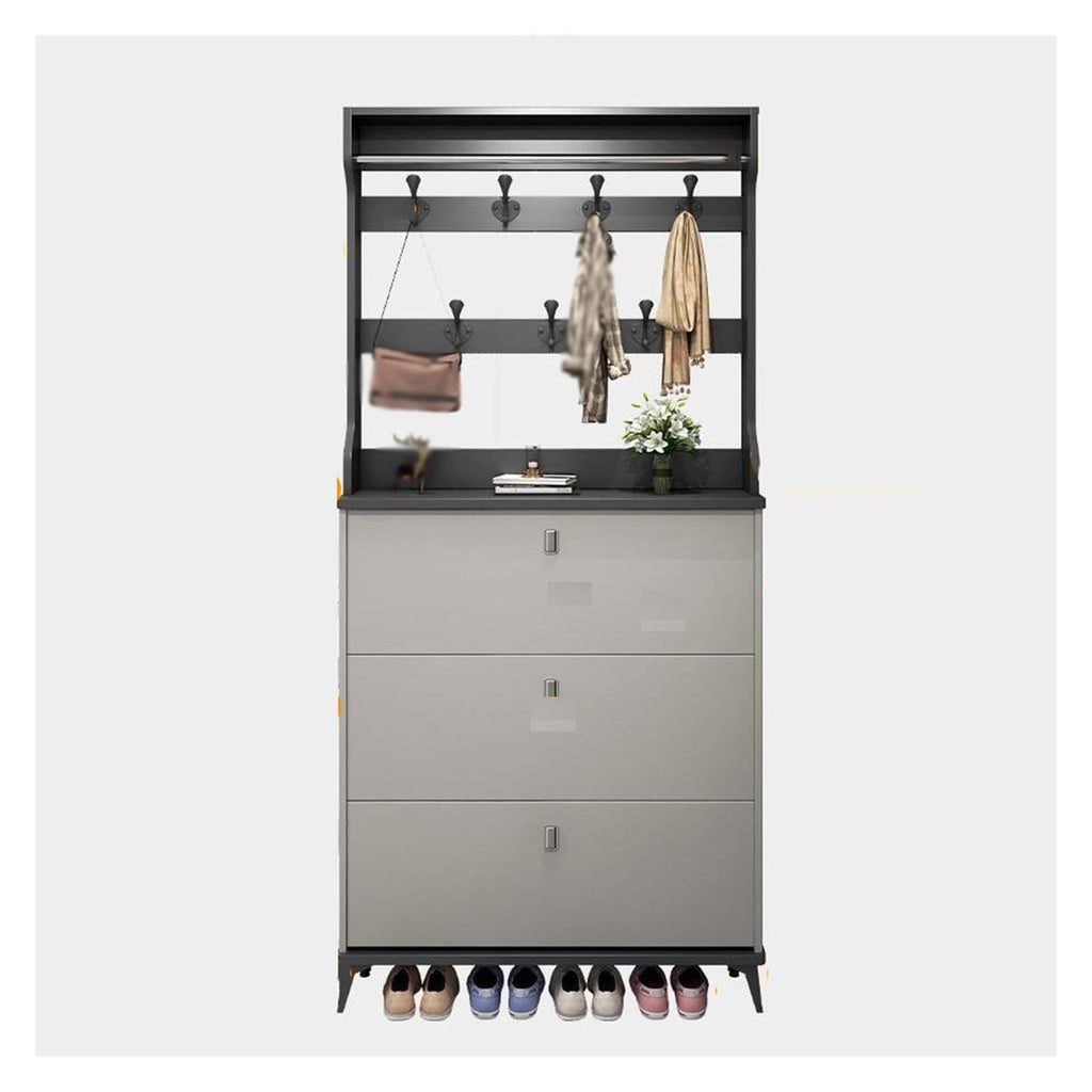 YMGSCC Large Capacity Space Saving Storage Shoe Rack Thin Shoe Cabinet with Coat Hanger flip Bucket Shoe Cabinet at Home Door