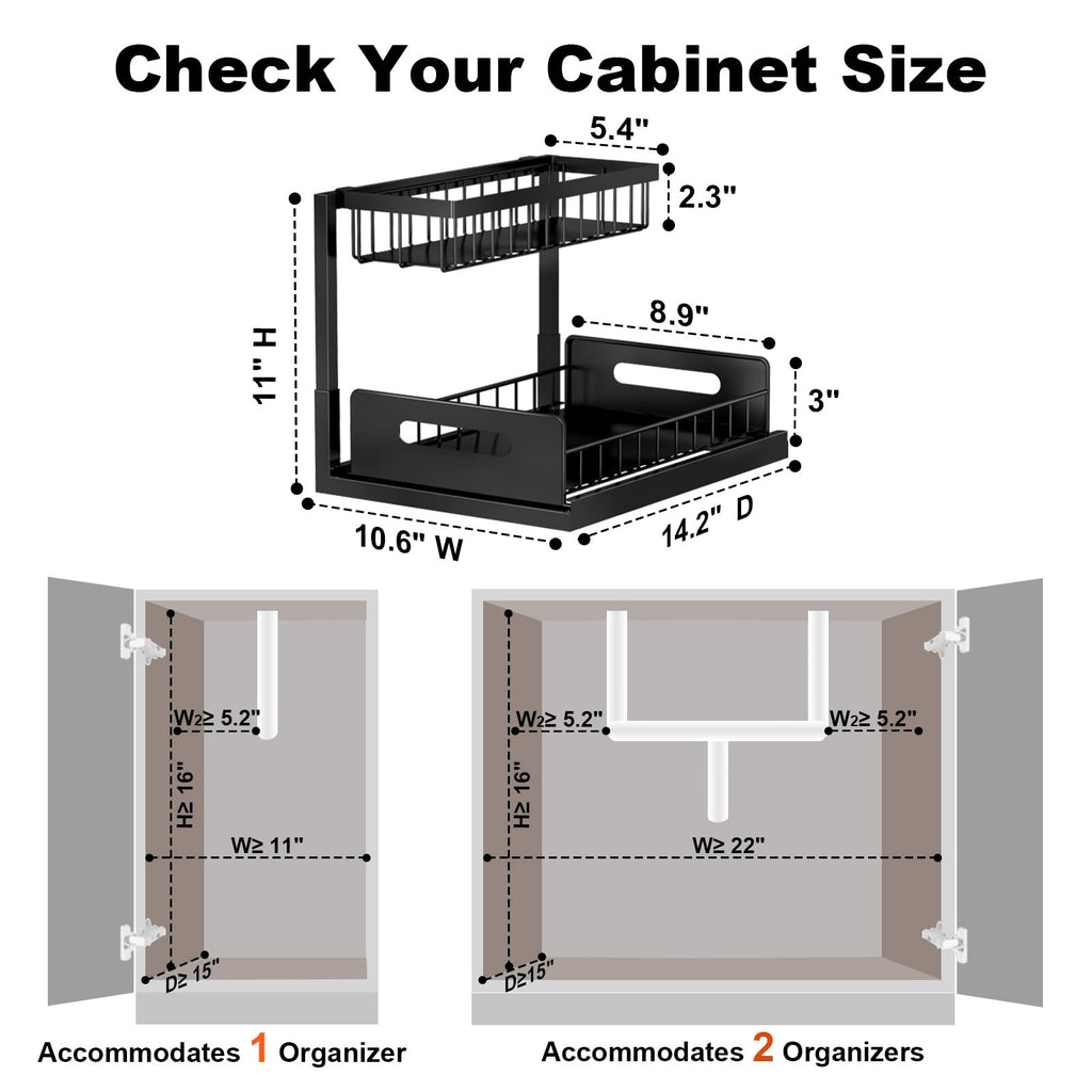 REALINN Metal Under Sink Organizer Shelf