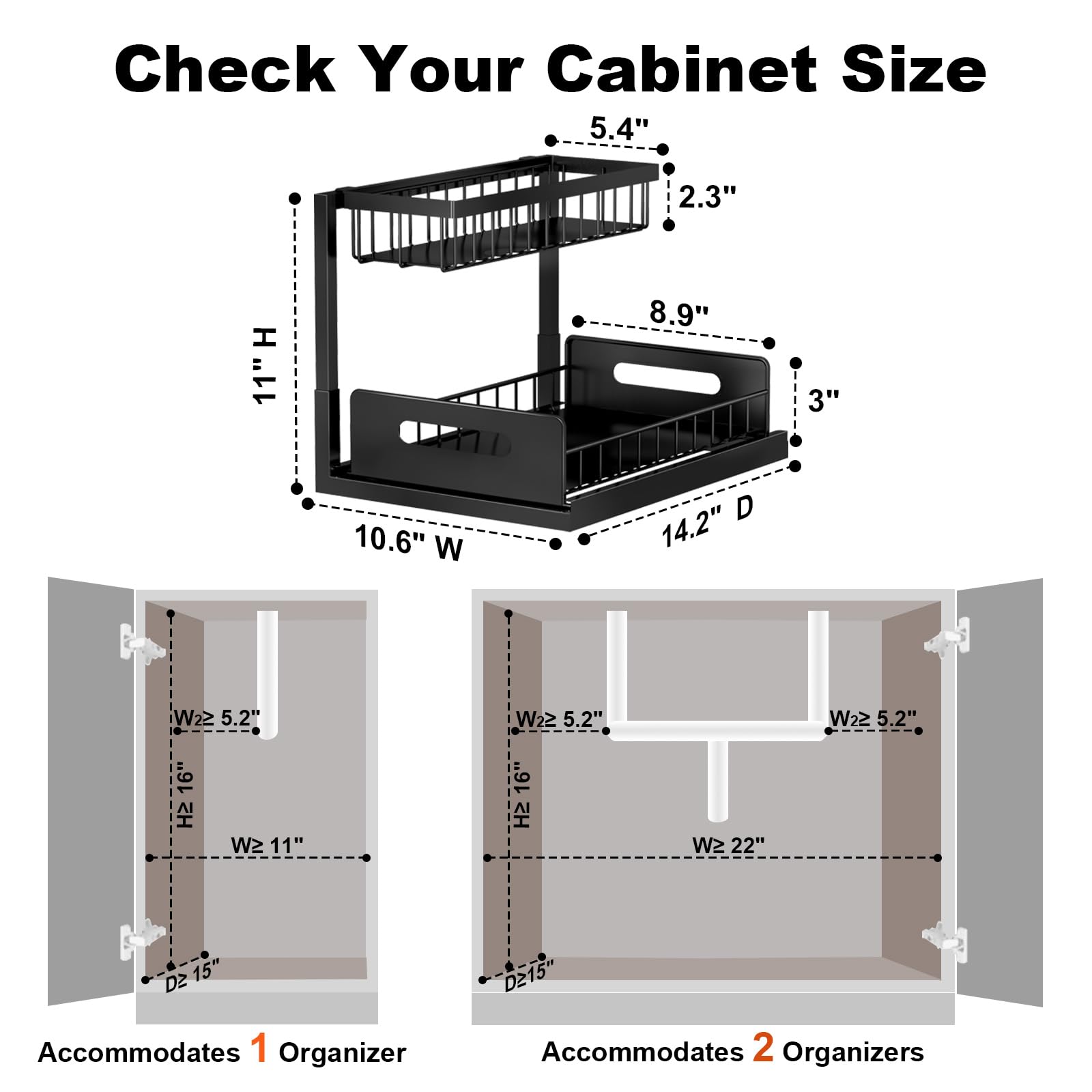 REALINN Metal Under Sink Organizer Shelf