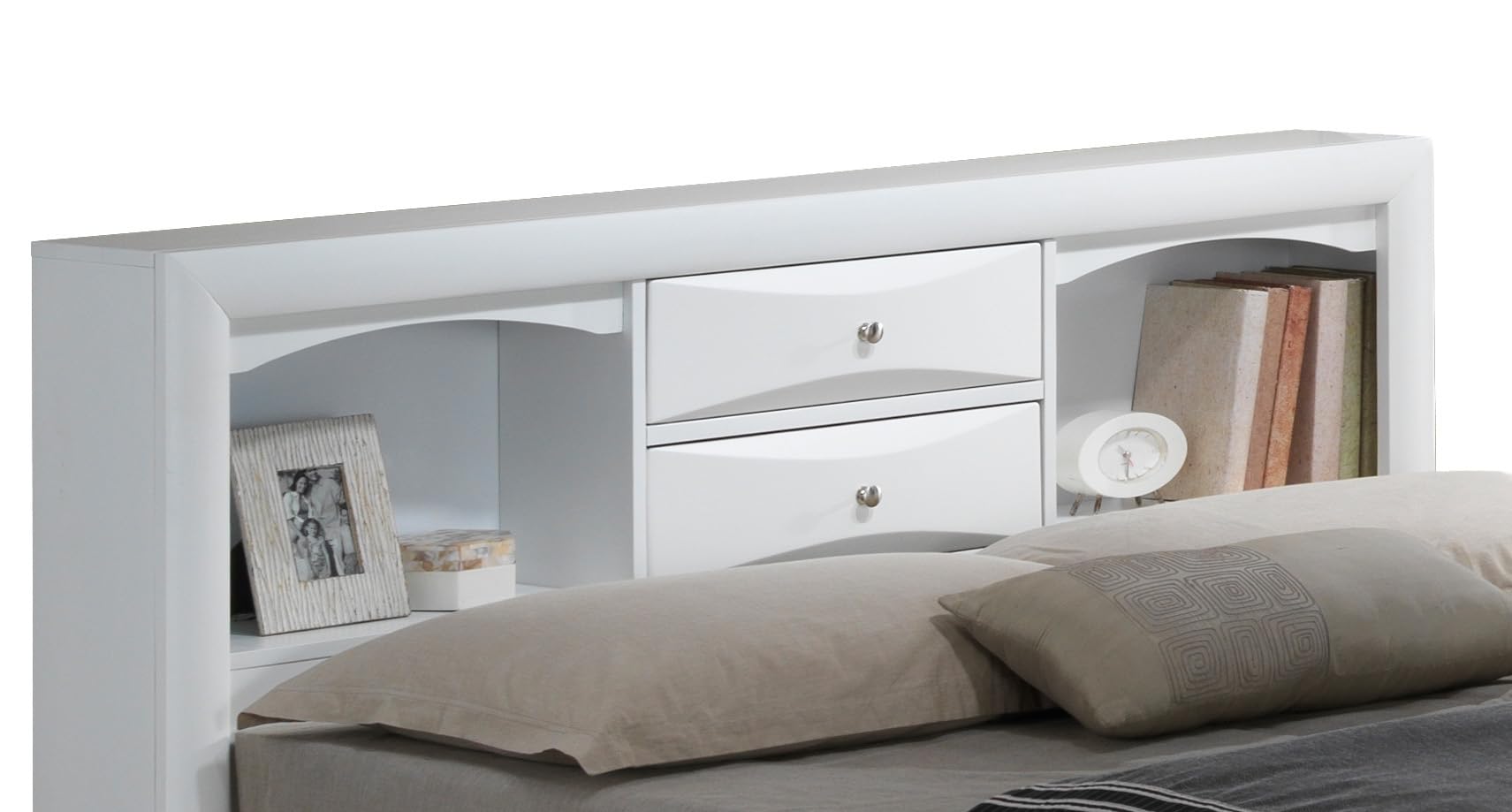 Geelife Contemporary Queen Storage Bed with Under-Bed Storage, White