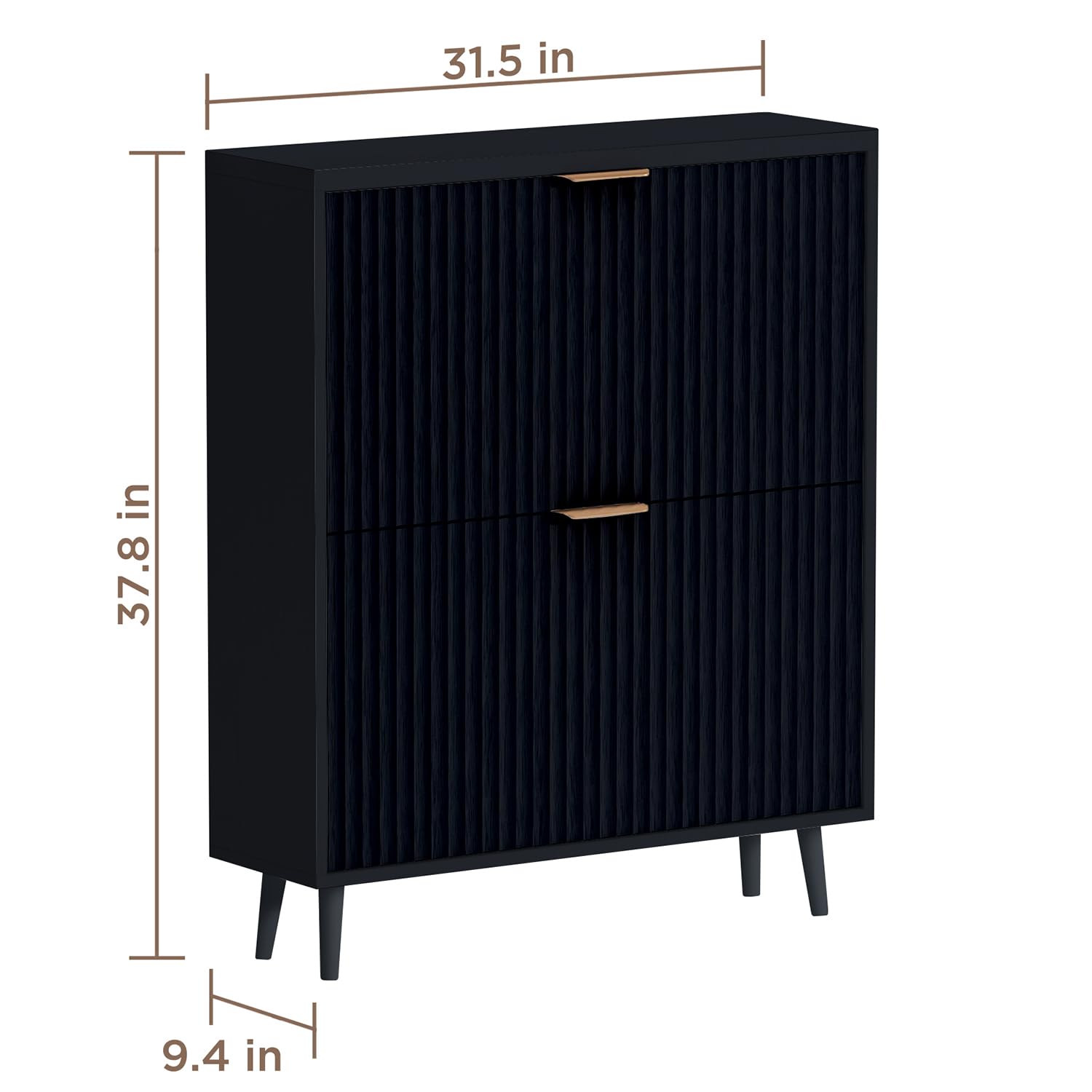 QIVOMIX Shoe Cabinet Storage,Modern Freestanding Organizer with 2 Flip Drawers,Narrow Shoe Rack Cabinet for Entryway