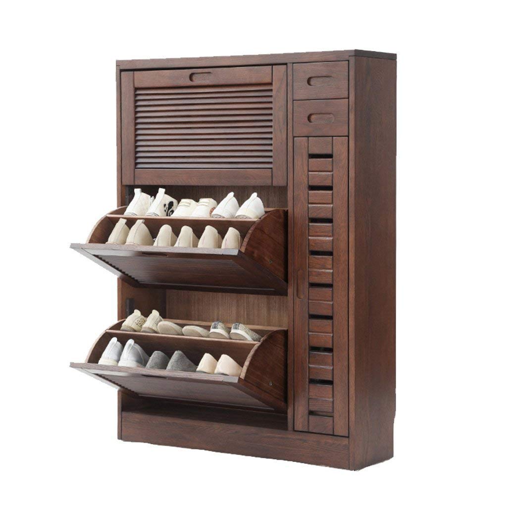 EAGLCQA Shoe Racks Solid Wood Storage Shoe Rack Simple Modern Hall Cabinet Entrance Cabinet Shoe Cabinet Breathable Shoebox (Color : Walnut Color Size : 2 Layers) Size:2 Layers Colour:Wood Color