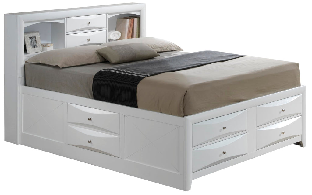 Geelife Contemporary Queen Storage Bed with Under-Bed Storage, White