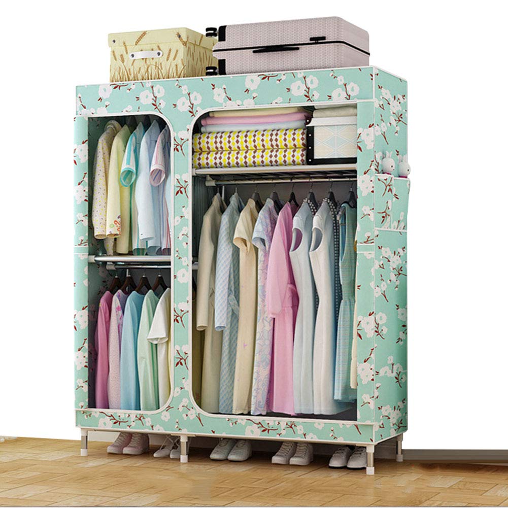 Wardrobe Closet Portable Waterproof Clothes Closet Steel Pipe Wardrobe Storage Extra Strong & Durable Wardrobe Fabric Cabinet Storage Shelf Green_49x17x66in