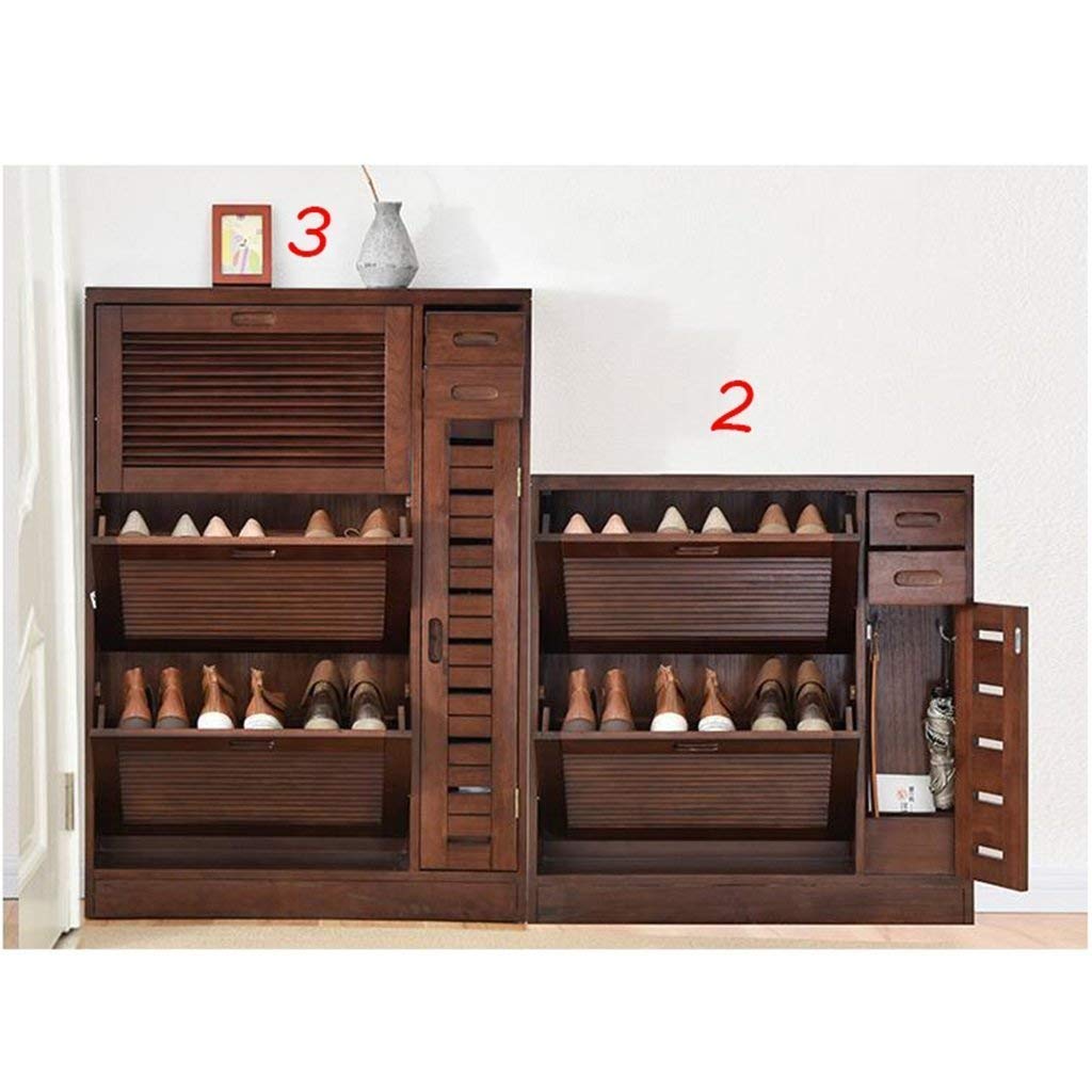 EAGLCQA Shoe Racks Solid Wood Storage Shoe Rack Simple Modern Hall Cabinet Entrance Cabinet Shoe Cabinet Breathable Shoebox (Color : Walnut Color Size : 2 Layers) Size:2 Layers Colour:Wood Color