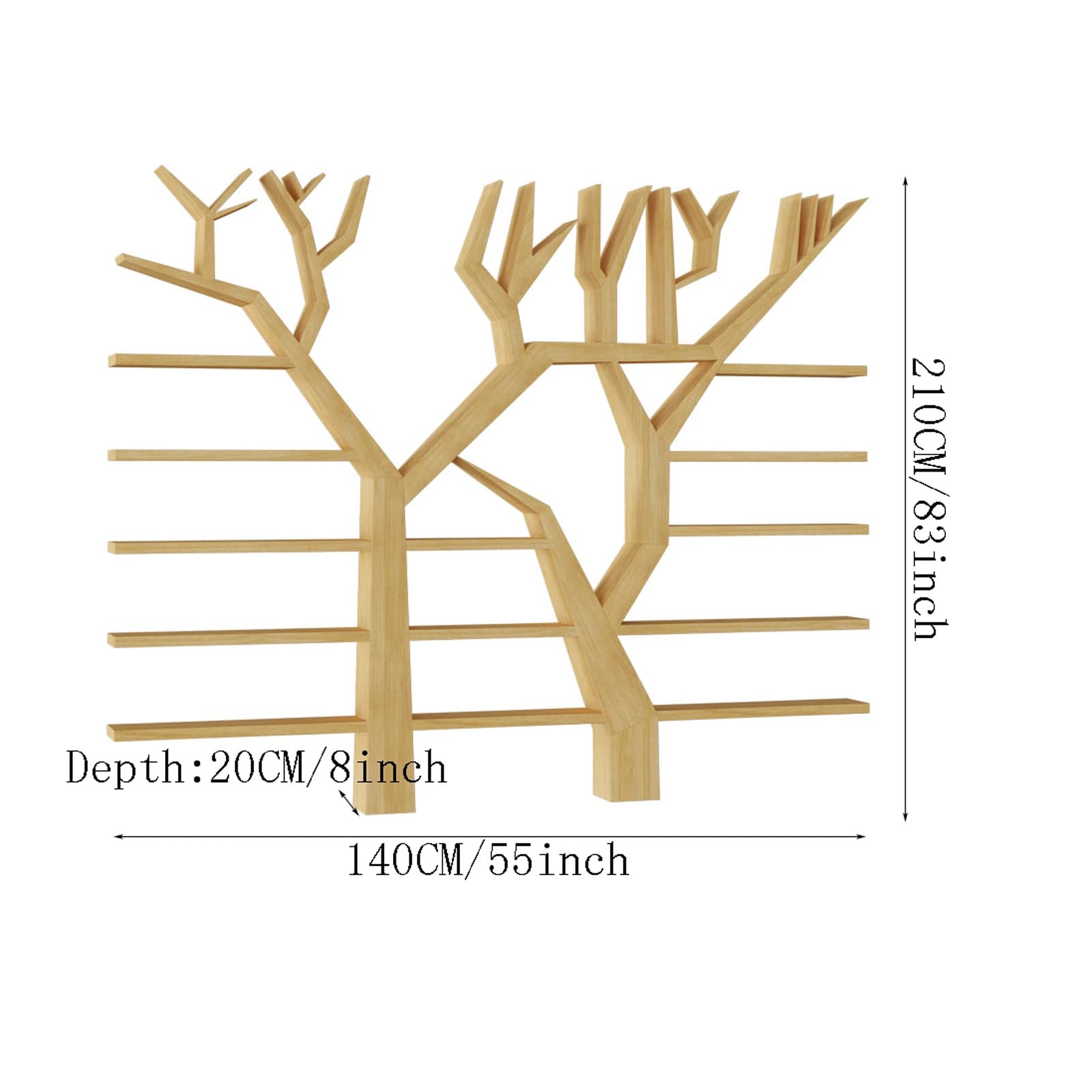 KIZQYN Bookcase Tree-Shaped Bookshelf Wall Display Floor-to-Ceiling Creative Multi-Layer Shelf Assembly Bookcase Bookshelf