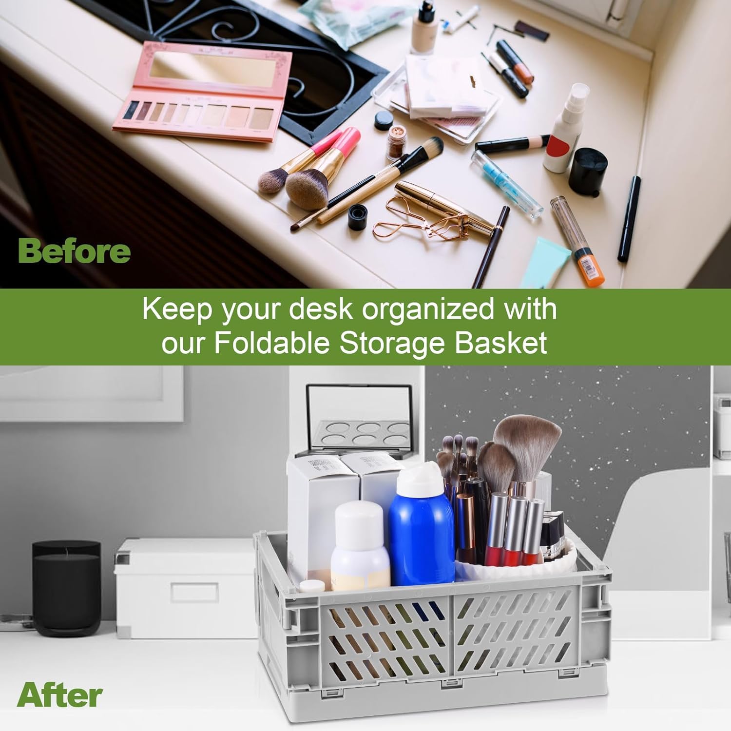 HUUSMOT Collapsible Small Plastic Storage Baskets