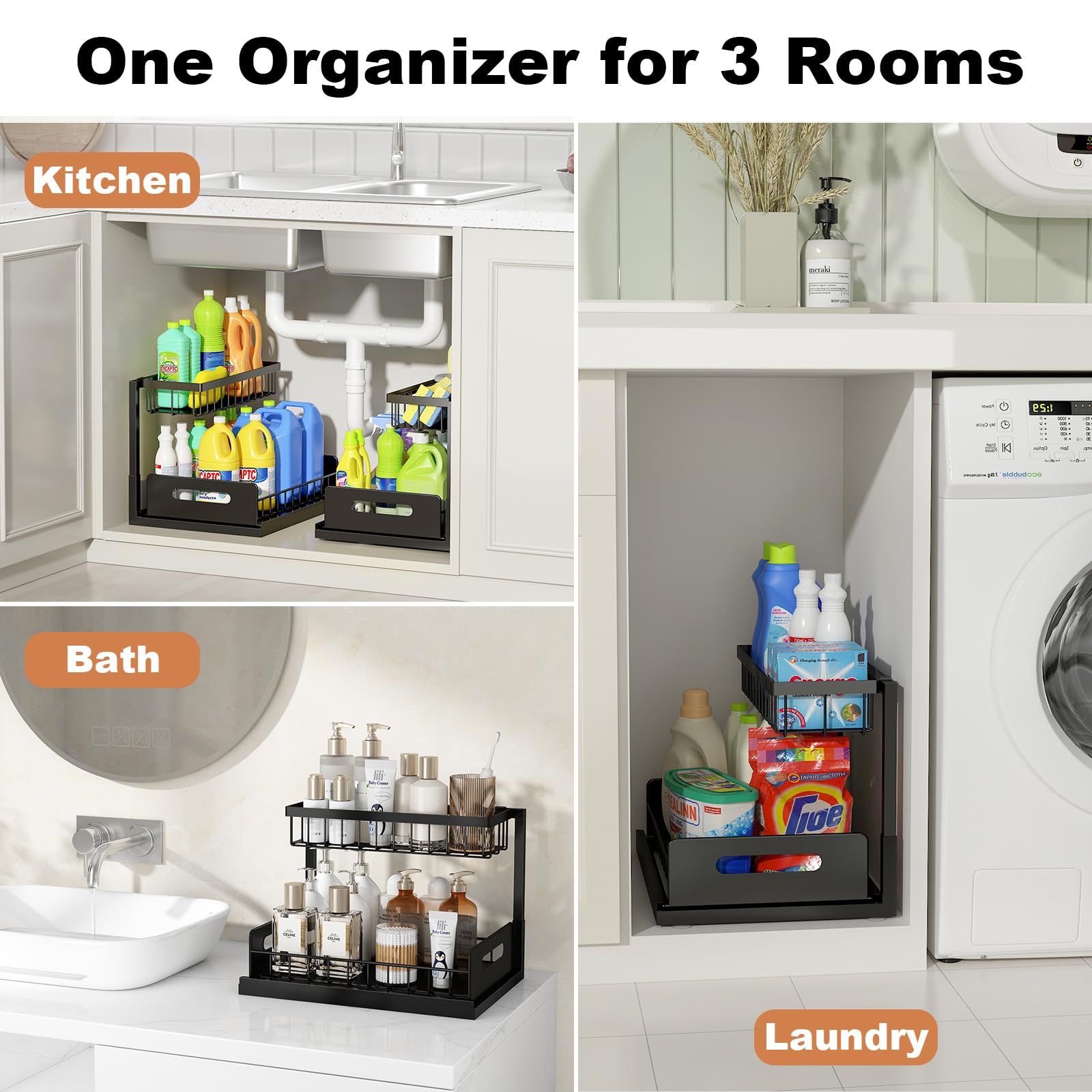 REALINN Metal Under Sink Organizer Shelf