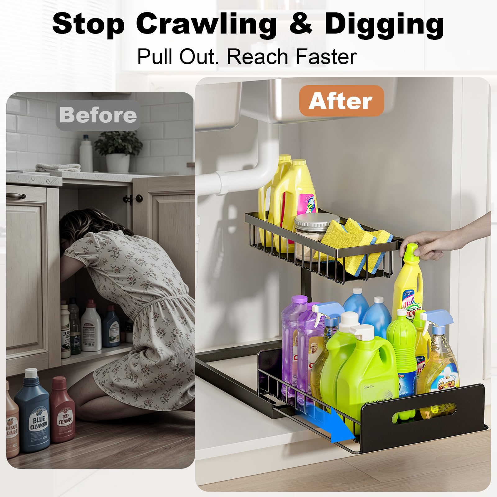 REALINN Metal Under Sink Organizer Shelf