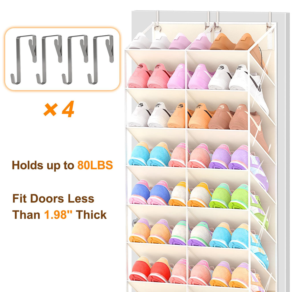 UVIAHOMI 30 Over the Door Shoe Organizer Large Mesh Pocket Hanging Shoe Rack for Closet