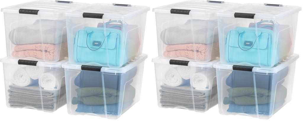 IRIS USA Stackable Plastic Storage Bins with Lids, Made in USA - Organizing Solution, Latches, Durable Nestable Containers, Secure Pull Handle
