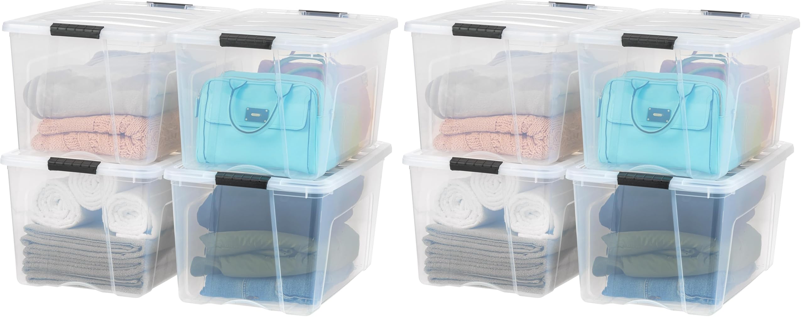 IRIS USA Stackable Plastic Storage Bins with Lids, Made in USA - Organizing Solution, Latches, Durable Nestable Containers, Secure Pull Handle