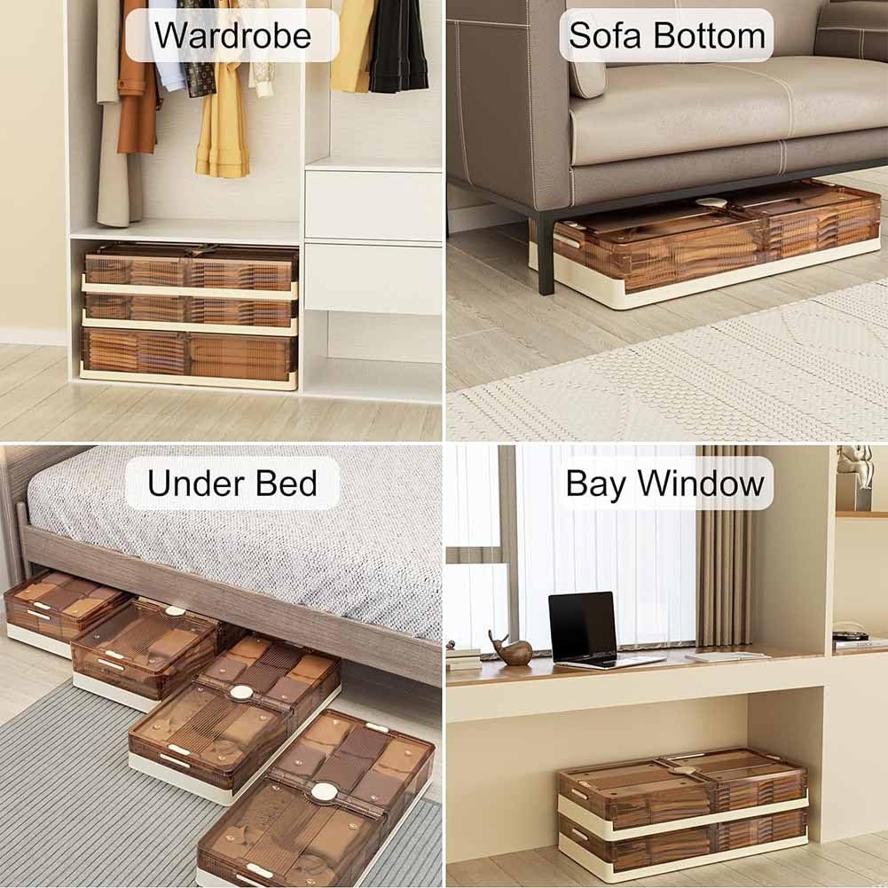 Etlegor Under Bed Storage with Wheels, Stackable Under Bed Storage Containers Multi-Purpose Under Bed Storage Bins Drawer for Clothes, Shoes, Blankets, Dolls