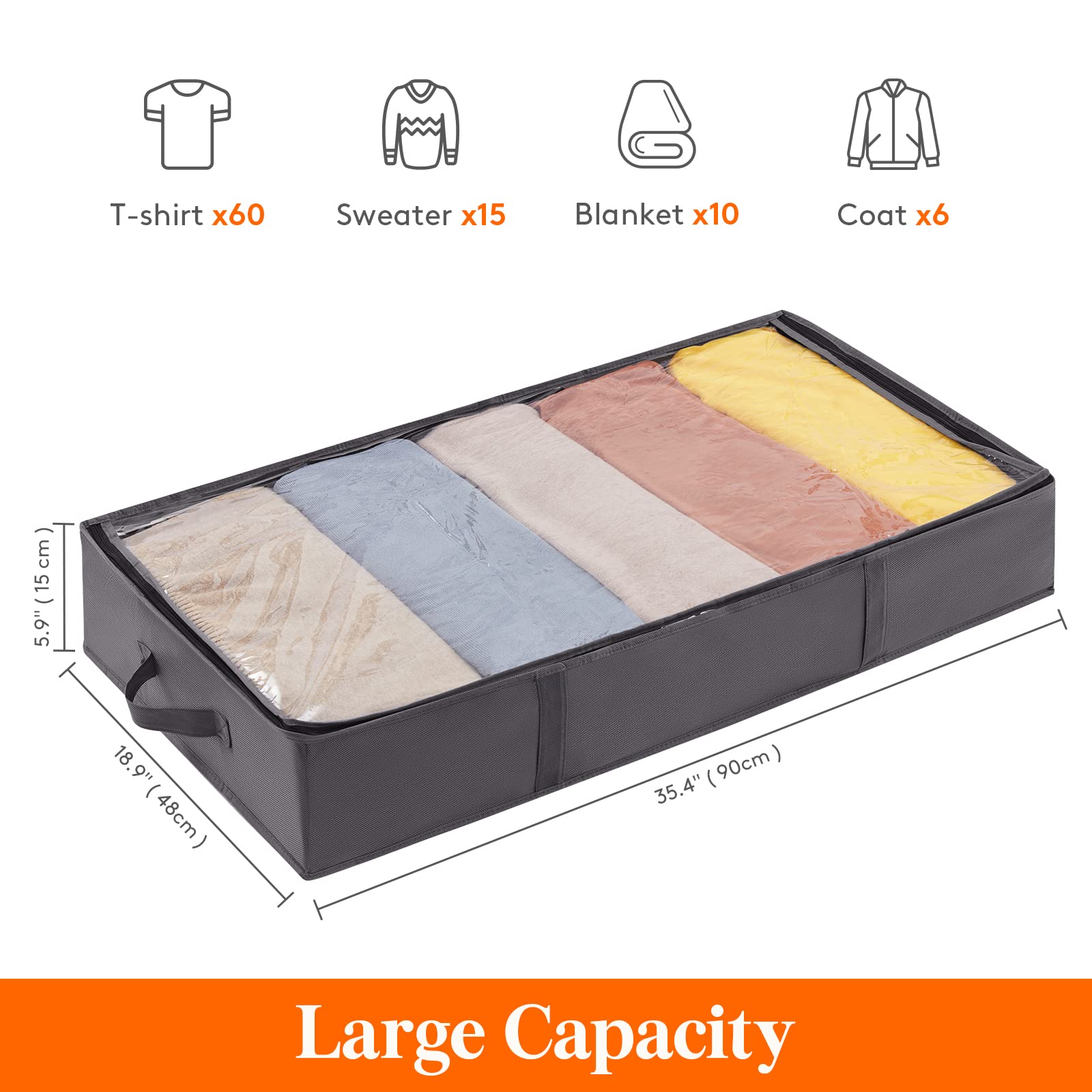Lifewit 95L Under Bed Storage Containers, Large Capacity Blanket Storage Bags with Reinforced Handle, Organization and Storage for Comforters, Sheets, Clothes, Bedroom, College Dorm