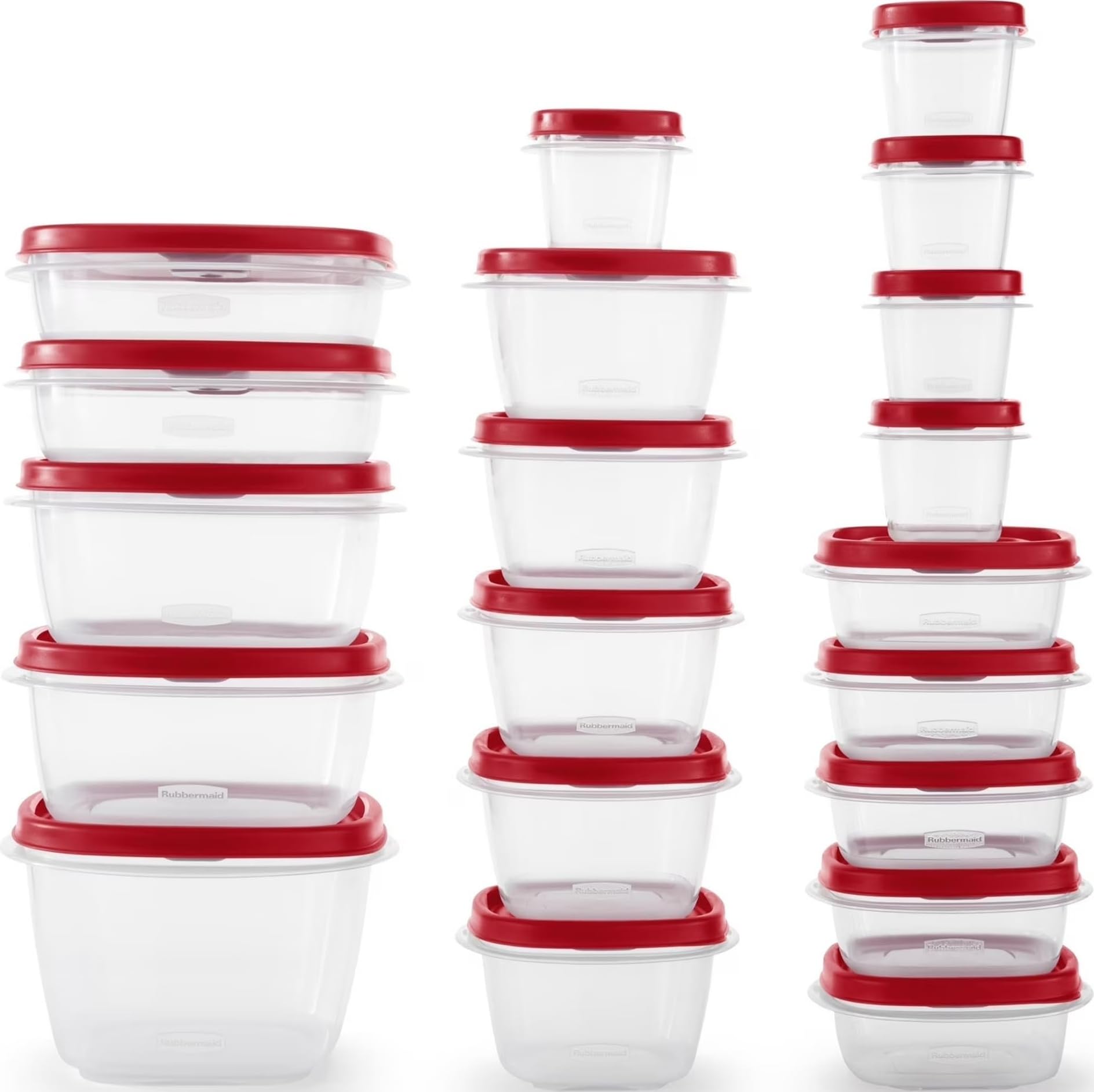 Rubbermaid EasyStore Rectangle and Square Containers, 22-Piece Set, Food Storage Containers with Lids