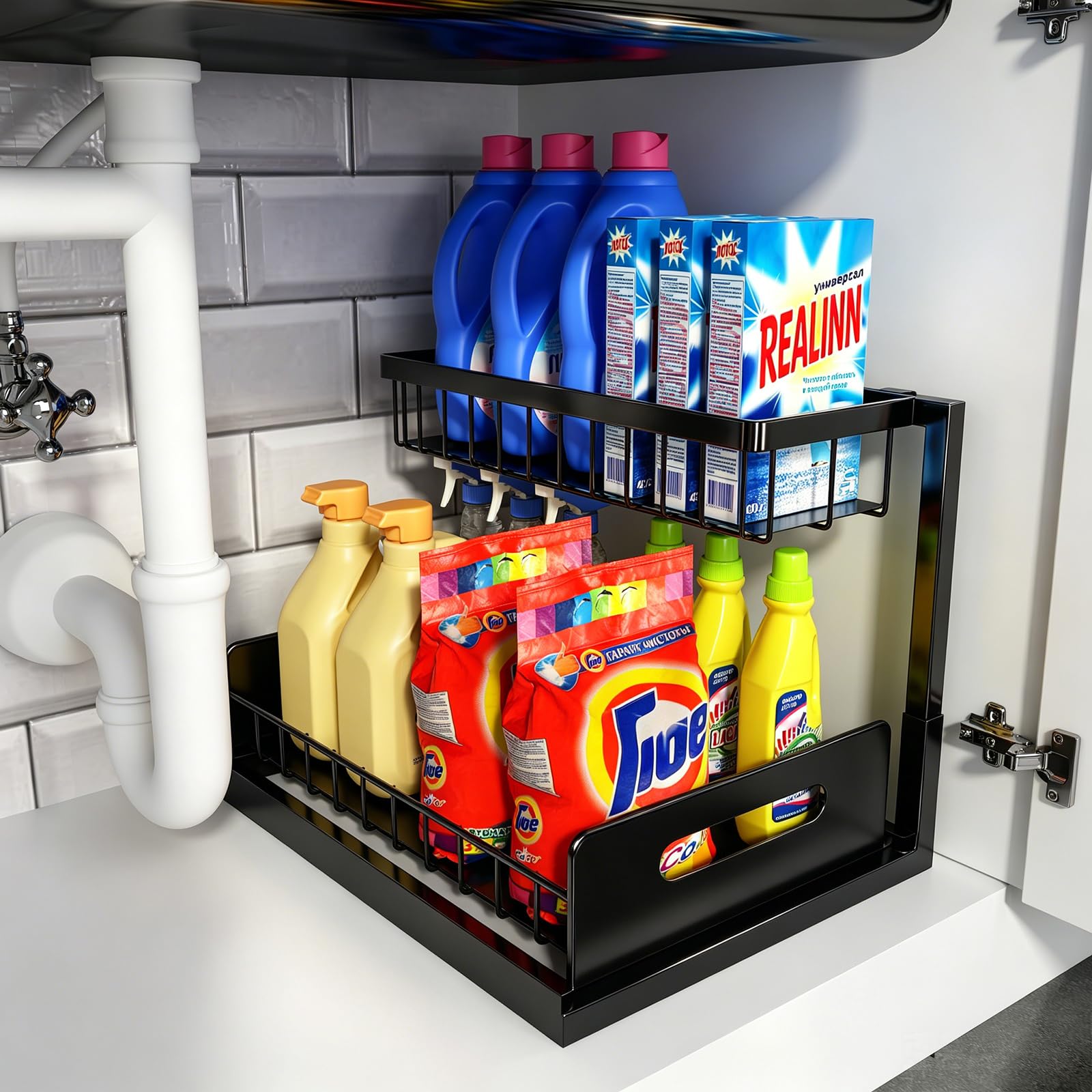 REALINN Metal Under Sink Organizer Shelf