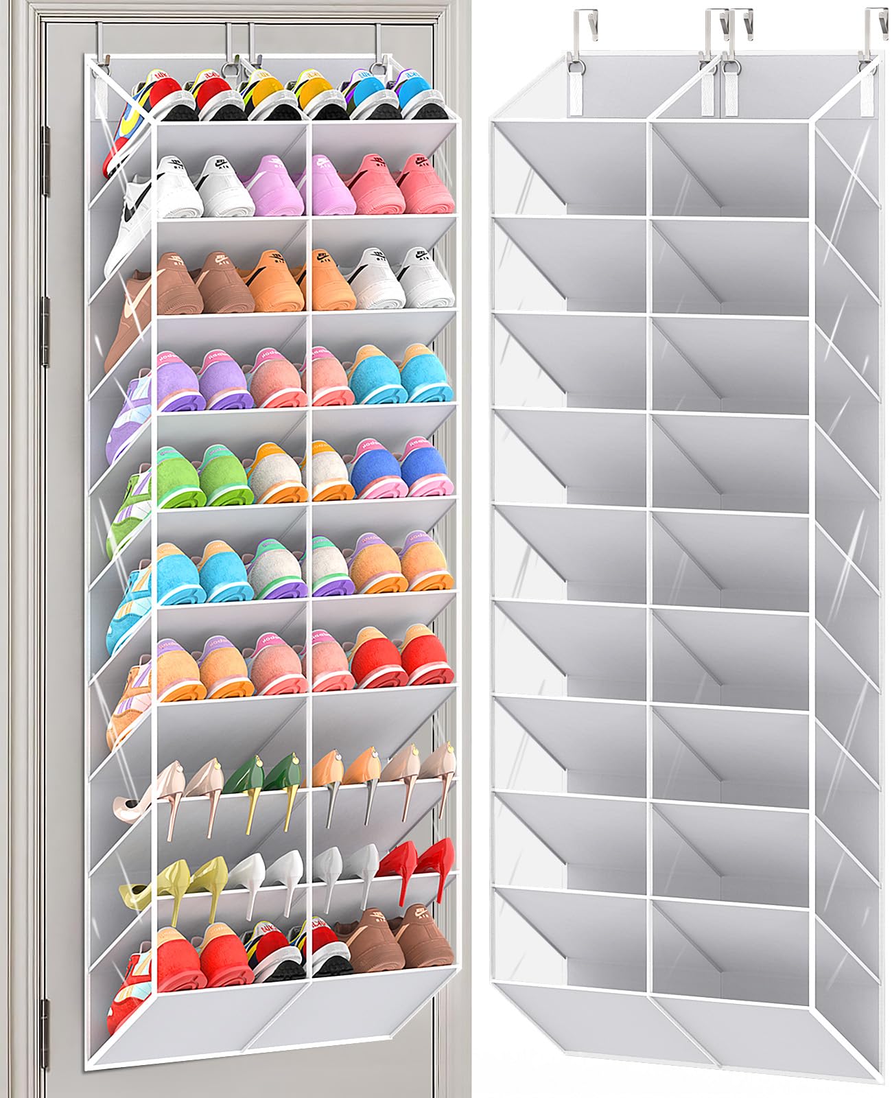 UVIAHOMI 30 Over the Door Shoe Organizer Large Mesh Pocket Hanging Shoe Rack for Closet