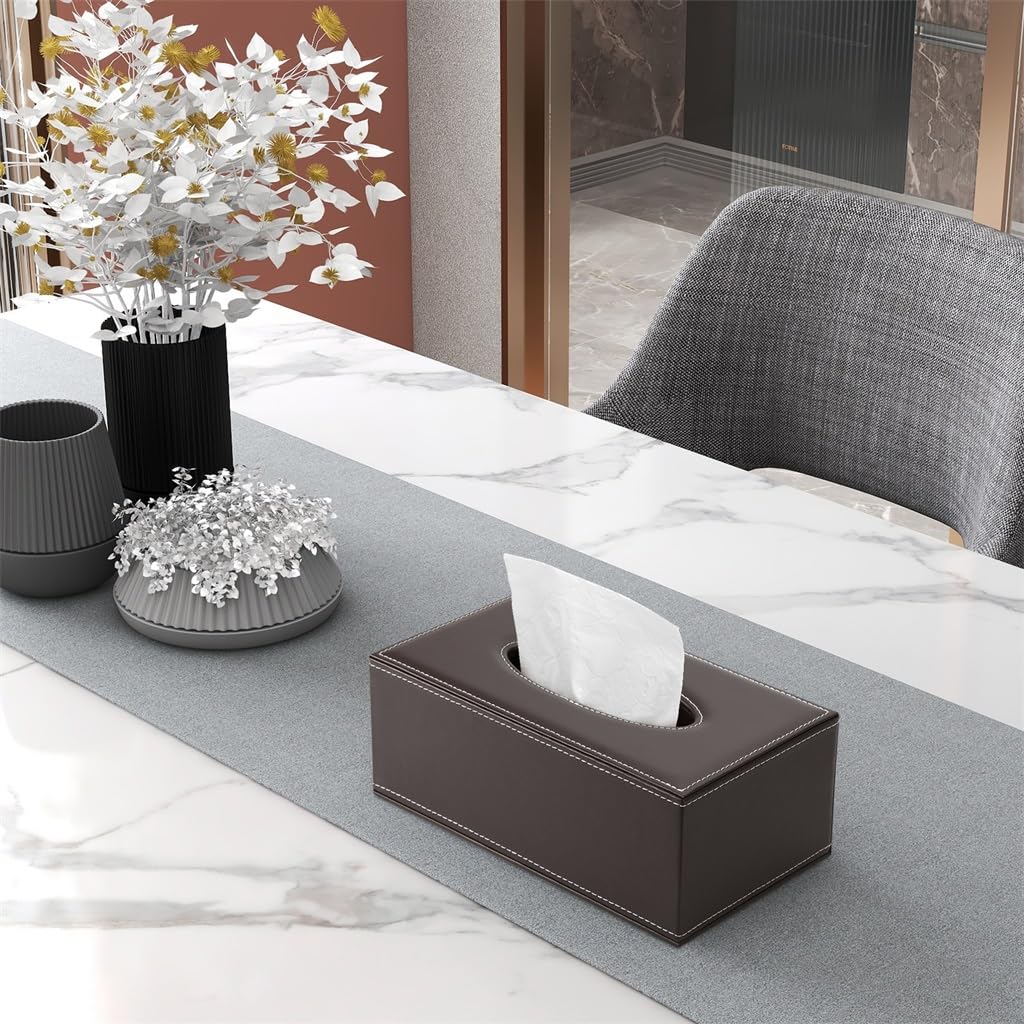 GFHSKRPL Large Office Desk Organizer Set Pen Holder Rectangle Tissue Box File Rack Document Tray Memo Case Ashtray