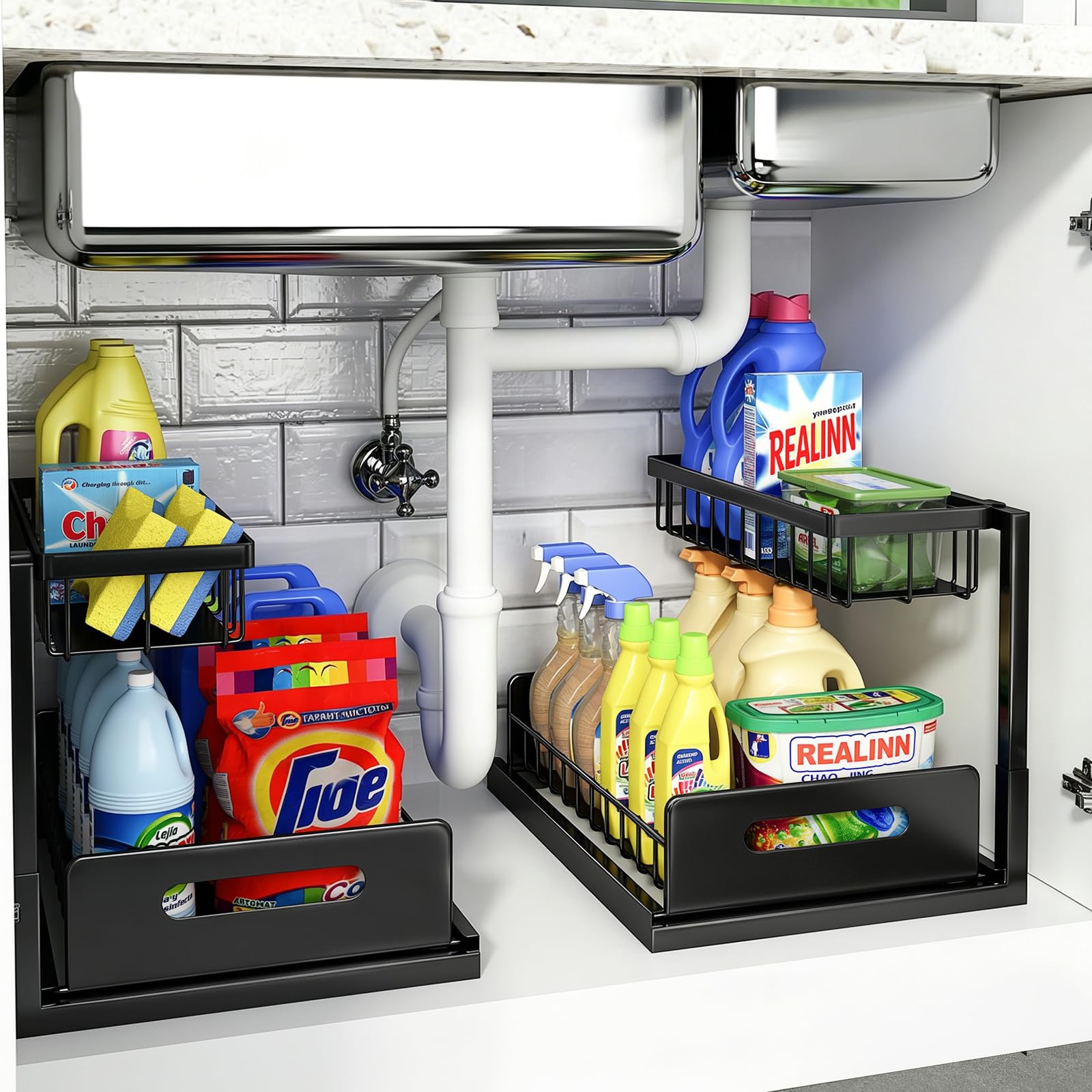 REALINN Metal Under Sink Organizer Shelf