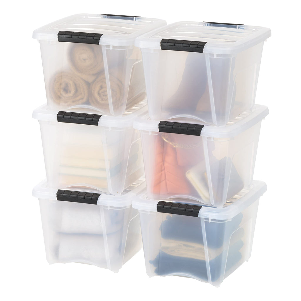 IRIS USA Stackable Plastic Storage Bins with Lids, Made in USA - Organizing Solution, Latches, Durable Nestable Containers, Secure Pull Handle