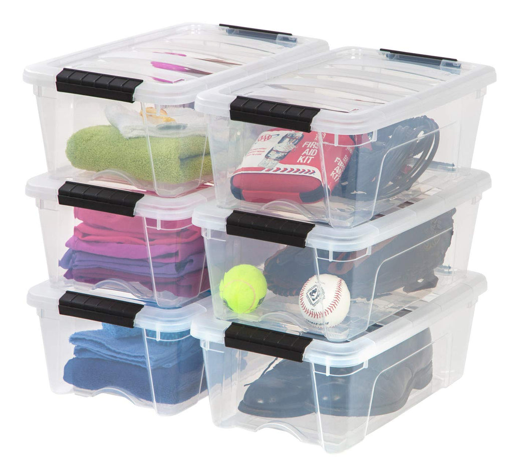 IRIS USA Stackable Plastic Storage Bins with Lids, Made in USA - Organizing Solution, Latches, Durable Nestable Containers, Secure Pull Handle