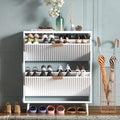 QIVOMIX Shoe Cabinet Storage,Modern Freestanding Organizer with 2 Flip Drawers,Narrow Shoe Rack Cabinet for Entryway