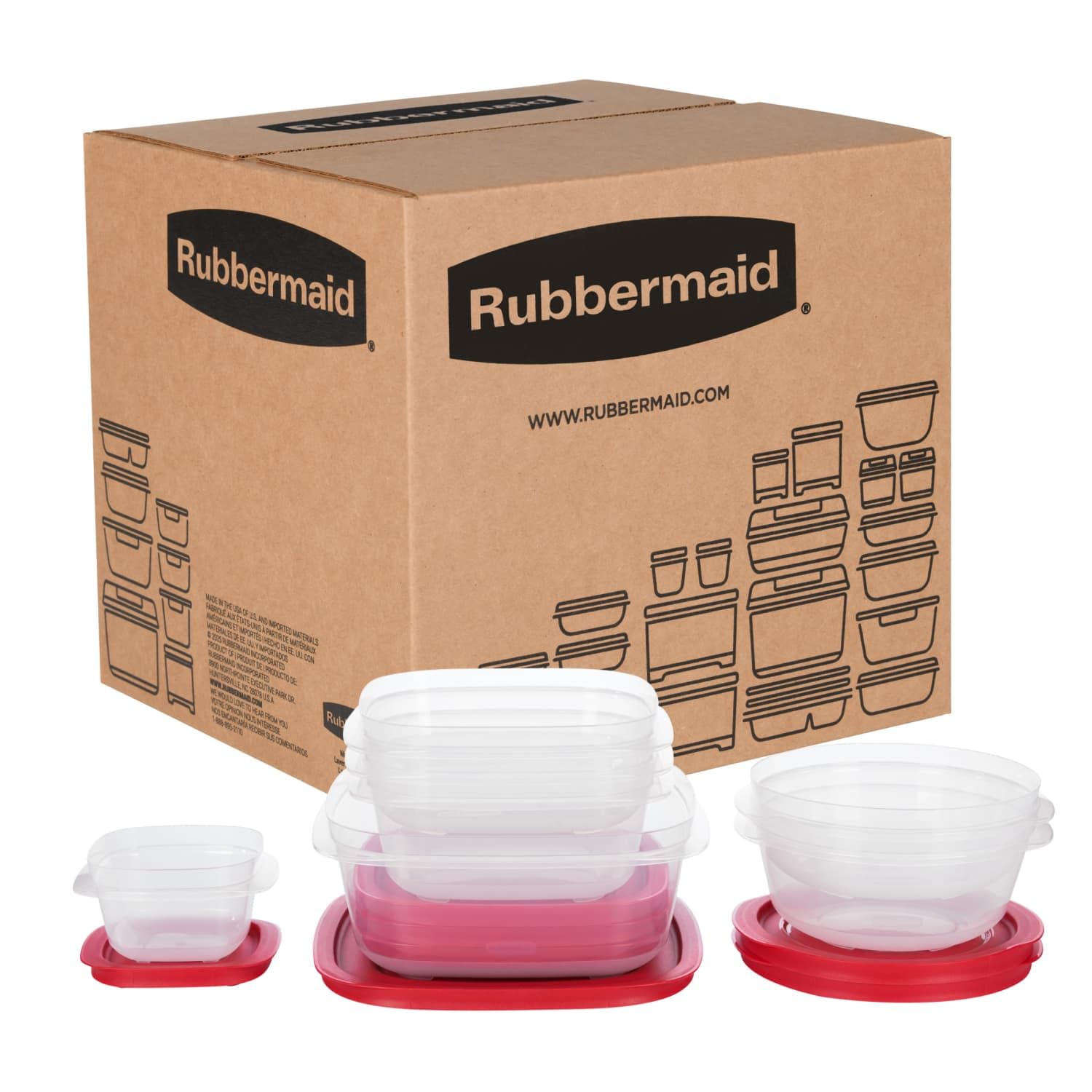 Rubbermaid EasyStore Rectangle and Square Containers, 22-Piece Set, Food Storage Containers with Lids
