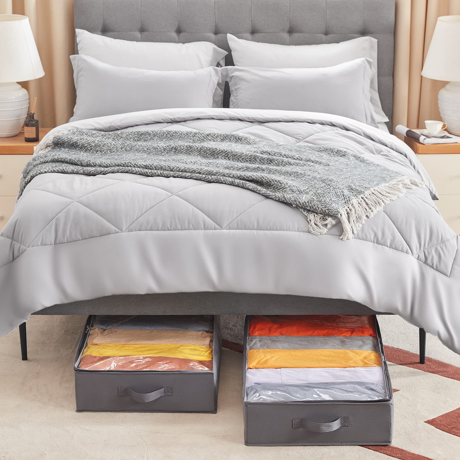 Lifewit 95L Under Bed Storage Containers, Large Capacity Blanket Storage Bags with Reinforced Handle, Organization and Storage for Comforters, Sheets, Clothes, Bedroom, College Dorm
